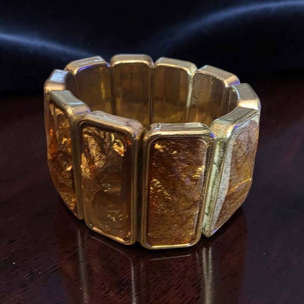 Gold-Tone Amber Foil Stretch Bracelet